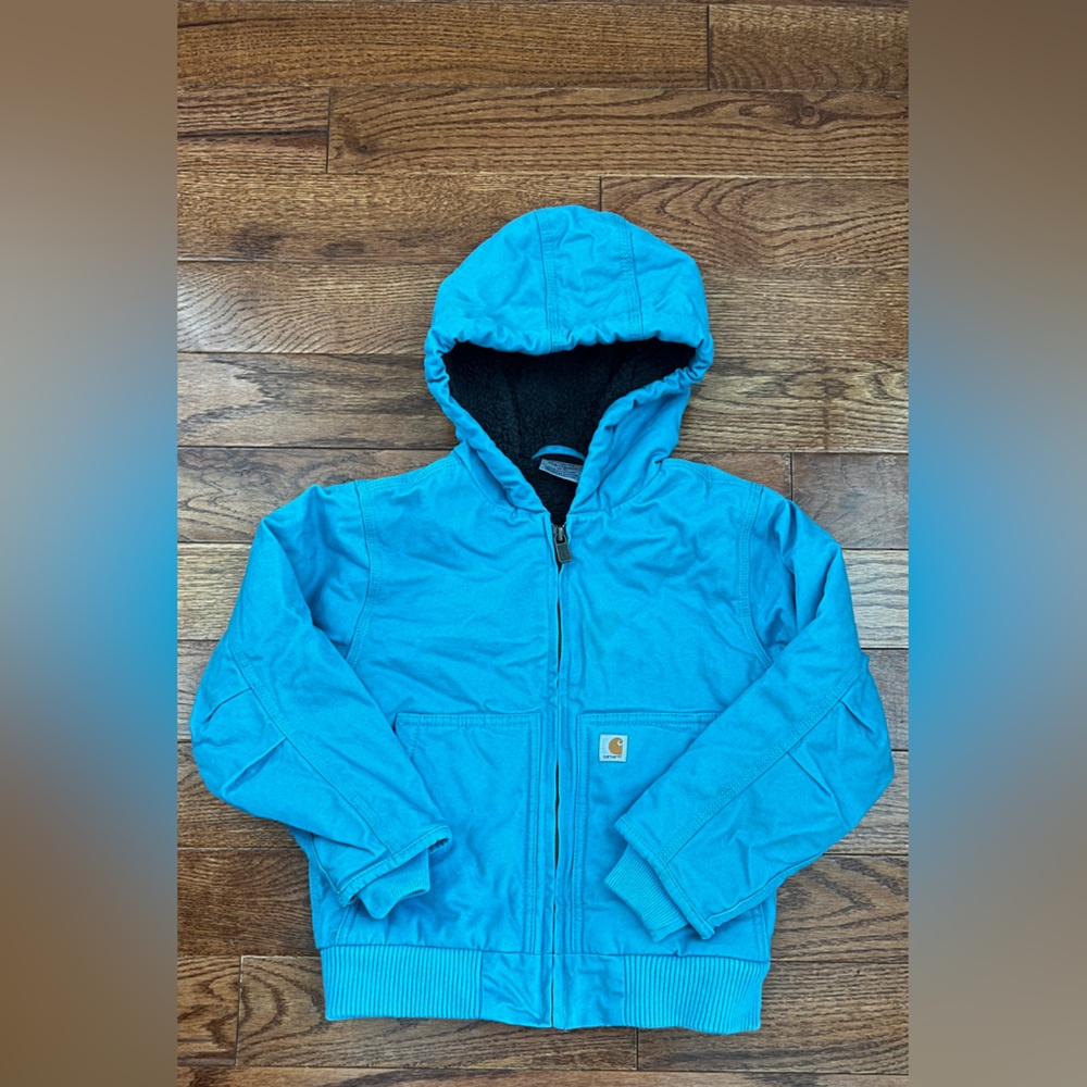 Carhartt Kids Canvas Insulated Sherpa Lined Hooded Jacket Blue Moon442 Sz XXS